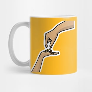 Ramadan Kareem zakat giving charity to people Sticker design vector illustration. Ramadan icon concept. Ramadan Mubarak Zakat hand giving money sticker design logo. Mug